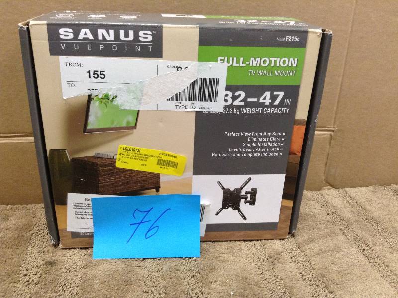 Full-Motion TV Wall Mount � Fits most 32 � 47 flat-panel TVs � extends 15.4 open box never used