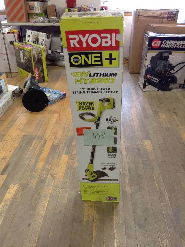 Ryobi ONE 18-Volt Lithium-Ion Hybrid Electric Cordless String TrimmerEdger - 1.3 Ah Battery and Charger Included  Model# �P2210  open box never used