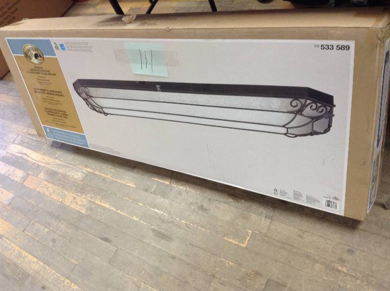 Hampton Bay Saguro 4-Light Russet Fluorescent Ceiling Flushmount  Model# �HBF1330-280  open box never used