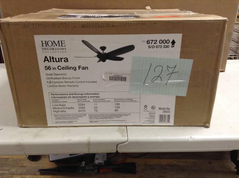 Home Decorators Collection  Altura 56 in. Brushed Nickel Ceiling Fan open box never used
