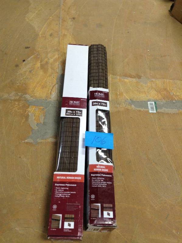 Set of 2 Home Decorators Collection Cut-to-Width Espresso Flatweave Bamboo Roman Shade