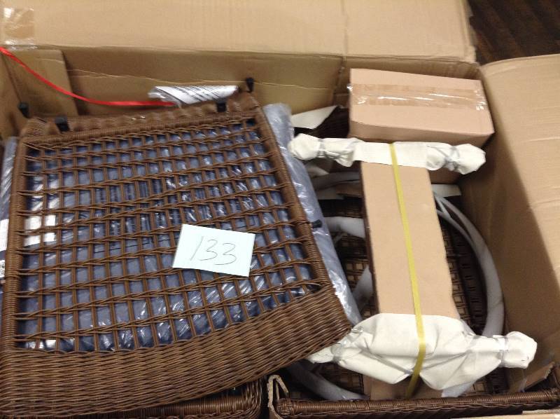 Hampton Bay Spring Haven Brown All-Weather Wicker Patio Swivel Rocking Chair with Sky Blue Cushions open box never used