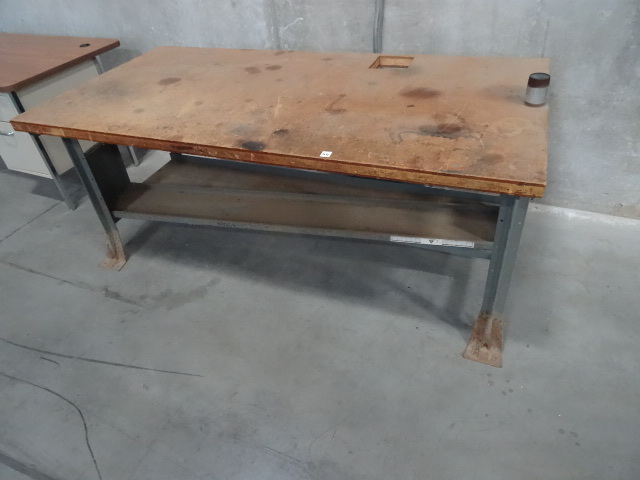Metal work bench with wood top. 72 ...