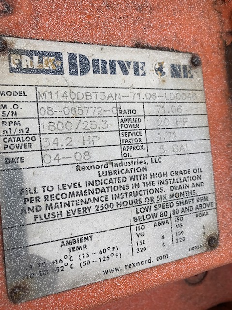 Falk drag conveyor gearbox and motor