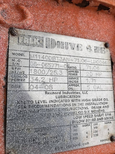 Falk drag conveyor gearbox and motor