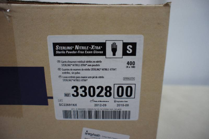 lot 75 image: 1 Case of Kimberly Clark - Sterling Nitrile - Xtra Sterile Powder Free Exam Gloves Size Small - 400 Pairs of Gloves