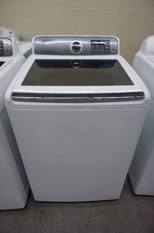 lot 2 image: Scratch and Dent - Samsung Model # (WA48H7400AW) Top-Loading Washer - 27 Inch 4.8 cu. ft. Top Load Washer - White Color -  Tested Works - MSRP $899.99