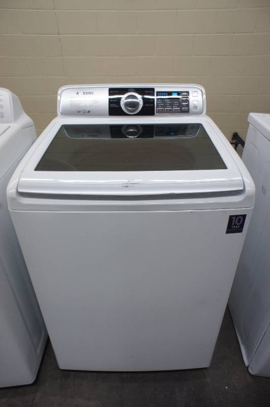 lot 4 image: Scratch and Dent - Samsung Model # (WA45H7000AW) Top-Loading Washer - 4.5 cu ft - White Color - Tested Works - MSRP $899.99
