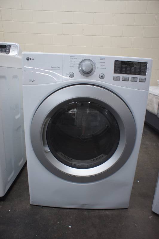 lot 5 image: Scratch and Dent - LG Model # (DLE3170W) -  FrontLoading Electric Dryer  White Color - Tested Works -   MSRP $ 999.99