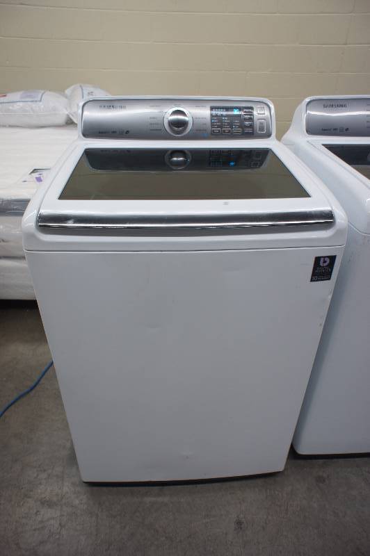 lot 1 image: Scratch and Dent - Samsung Model # (WA48H7400AW) Top-Loading Washer - 27 Inch 4.8 cu. ft. Top Load Washer - White Color - Tested Works - MSRP $899.99