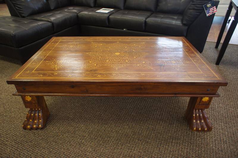 lot 20 image: Custom Made  - Solid Wood - Living Room Table - Beautiful Design - 60 X 36 X 18.5 - Original Cost $2499.99 - Custom Design - Beautiful Piece