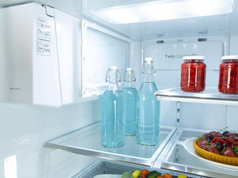 lot 12 image: Brand New- Samsung Model (RF323TEDBBC) 32 cu. ft. French Door Refrigerator - Black Color