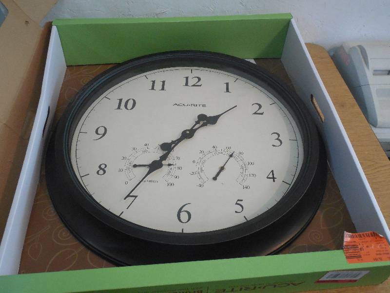lot 1 image: AcuRite  24 in. Analog Clock and Thermometer - Humidity Combo