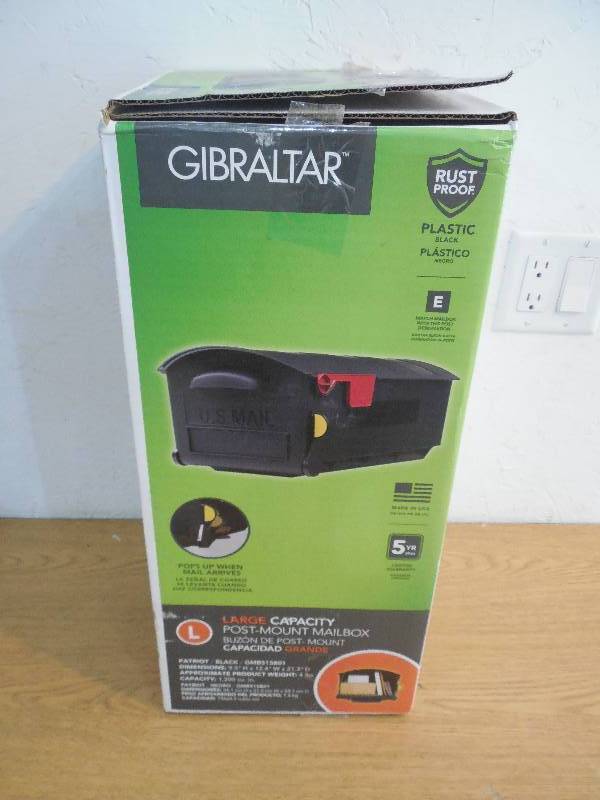 lot 3 image: Gibraltar Mailboxes Plastic Black Post-Mount Mailbox