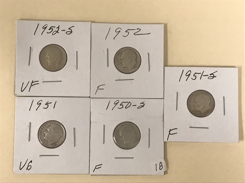 (5) Early 1950s Silver Roosevelts...