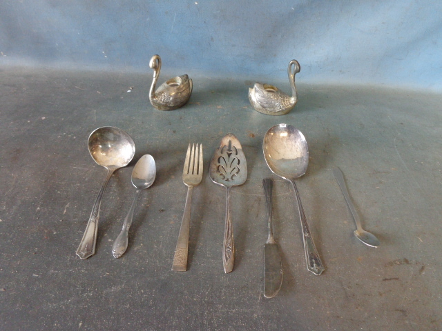 lot 53 image: Silver Plate Flatware and Candle Holders