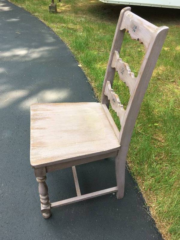 lot 82 image: STENCILED WOOD CHAIR