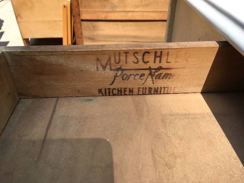 lot 97 image: ANTIQUE MUTSCHLER ENAMEL TOP TABLE