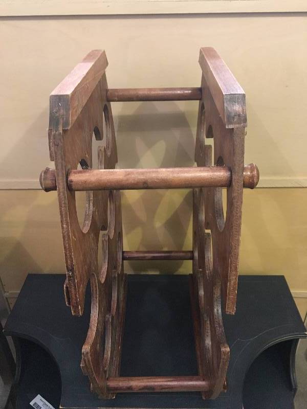 lot 157 image: BARREL STYLE WINE RACK, WOOD.