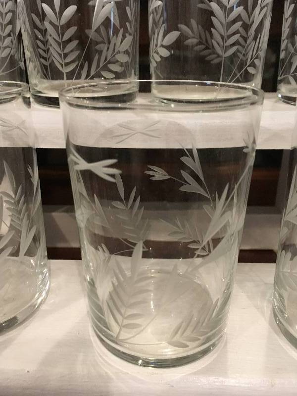 lot 230 image: (7) ANTIQUE GLASSES AND STEP SHELF