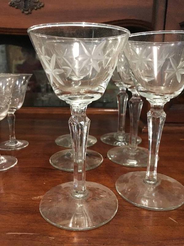 lot 232 image: (6) ANTIQUE WINE GLASSES, (6) ANTIQUE CORDIAL GLASSES