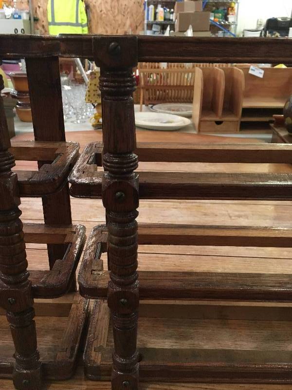 lot 266 image: (2) WOOD WALL SHELVES