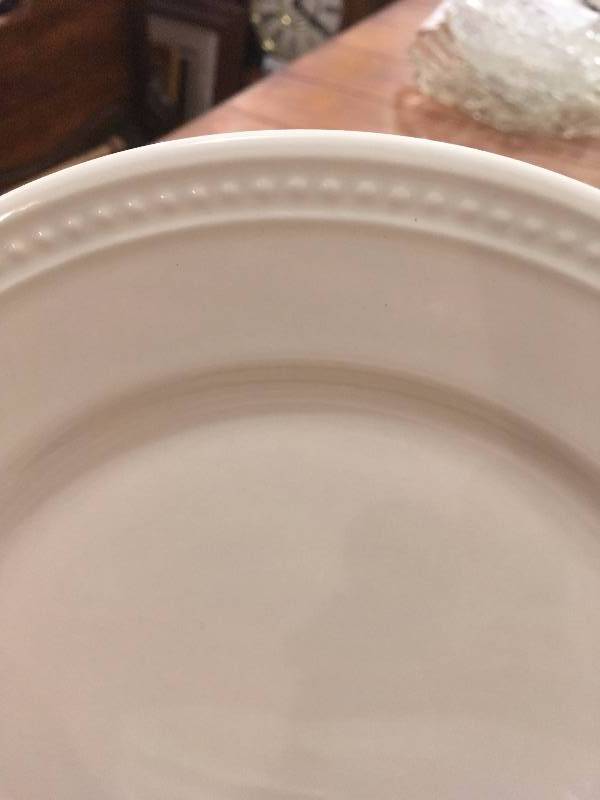 lot 310 image: LARGE WICKER BASKET & (8) DINNER PLATES