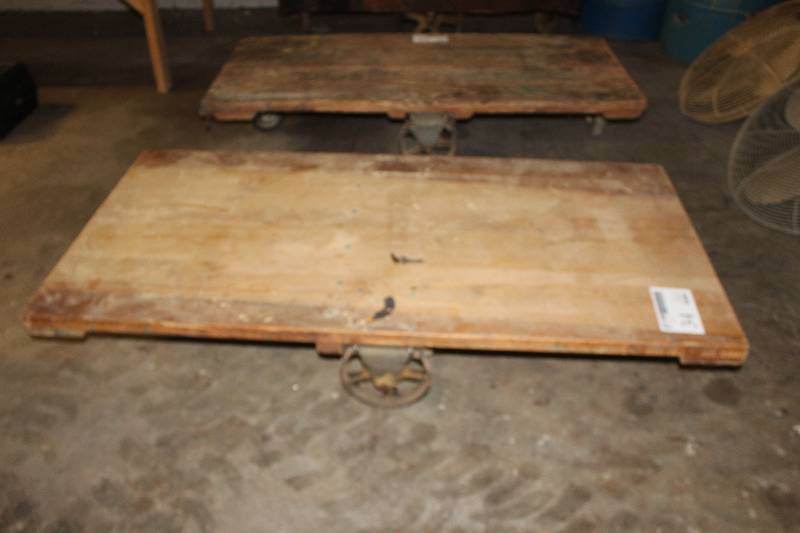 lot 34 image: Nutting Style 4-Wheel Industrial Wood Cart