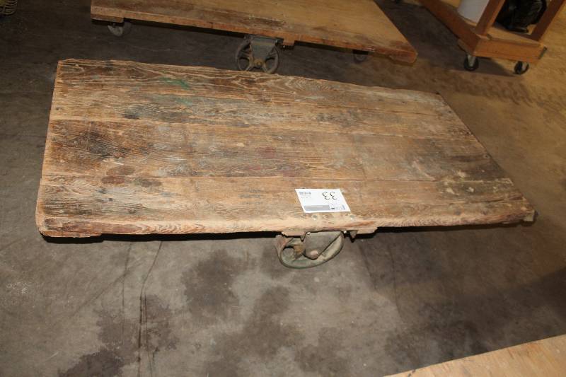 lot 33 image: Nutting Style 4-Wheel Industrial Wood Cart