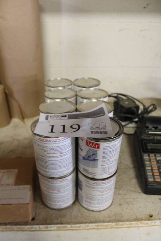 lot 119 image: Lot of (16) 20-oz. Cans of Wood-Tex Synthetic Wood Includes Light Birch, Red Oak, Mahogany, And More