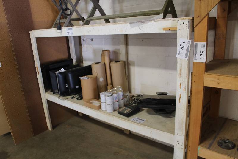 lot 128 image: 2-Shelf Wood Storage Rack