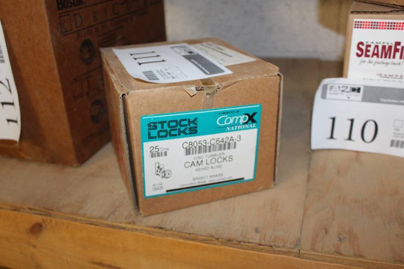 lot 111 image: CompX Stock Locks Bright Brass Disc Tumbler Can Locks Keyed Alike