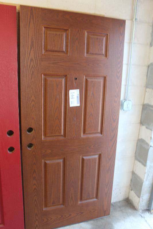 lot 144 image: 6-Panel Wood Exterior Door w Peep Hole