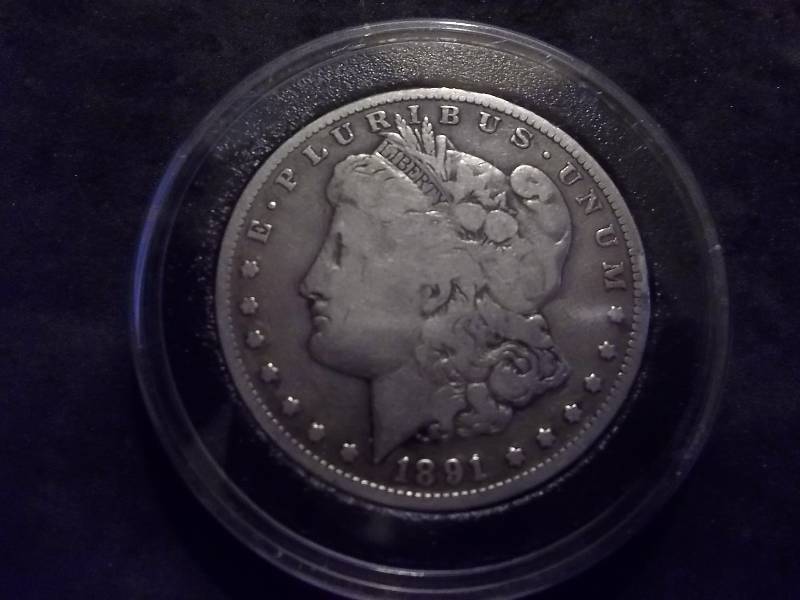 1891 S  Morgan Silver Dollar In Airtight Holder