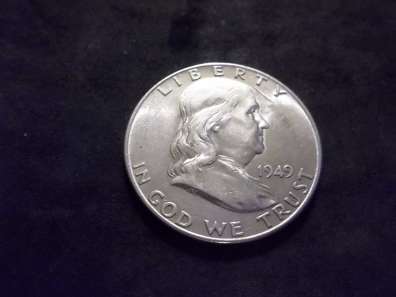 1949  Franklin Half Dollar Very High Grade MS With Full Bell (In MS65 $100.00)