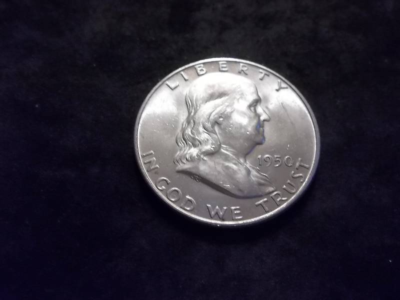 1950 D Franklin Half Dollar High Grade MS With Full Bell (In MS65 With Full Bell Valued At $210.00)