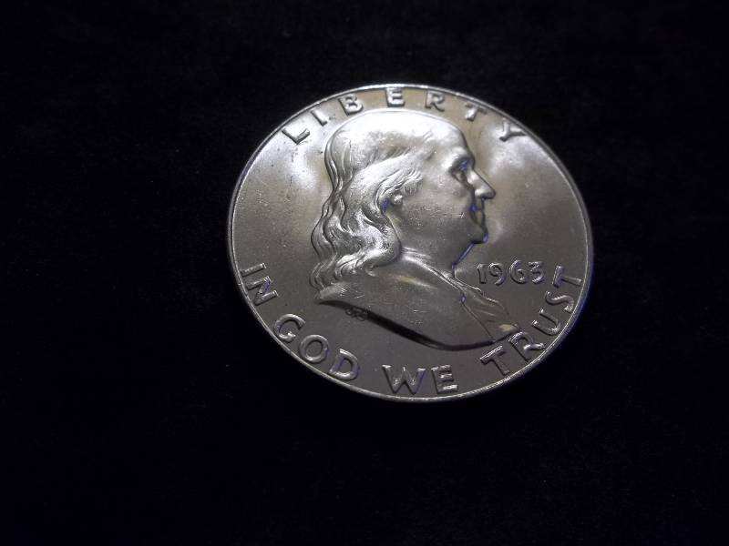 1963 D  Franklin Half Dollar Very High Grade MS Full Bell