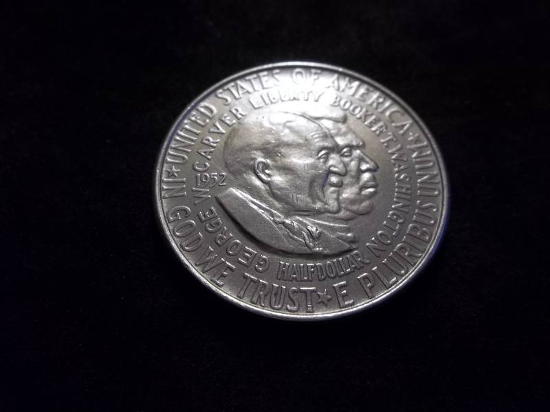 Booker T. Washington & George W. Carver Comemmorative Half Dollar In MS 1952 12 OZ. Silver