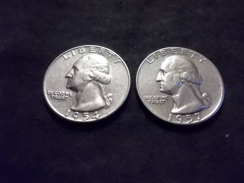 1954 D, 1957 D Washington Quarters Very High Grade