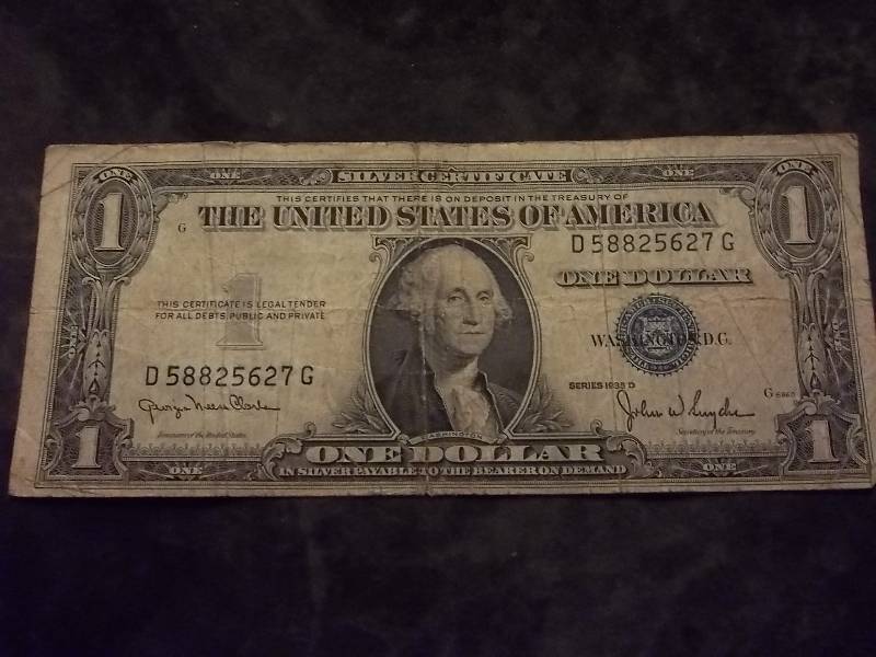 US One Dollar Silver Certificate Series 1935 D