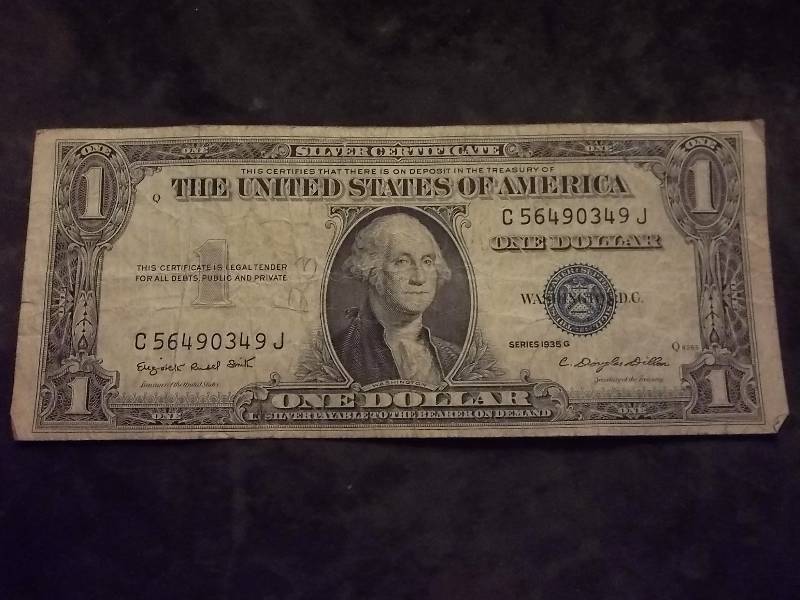 US One Dollar Silver Certificate Series 1935 G