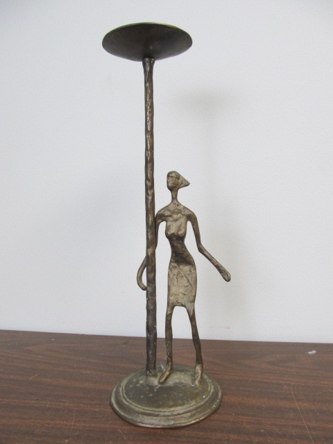 lot 38 image: Figural Brass Brutalist Style Candle Holder