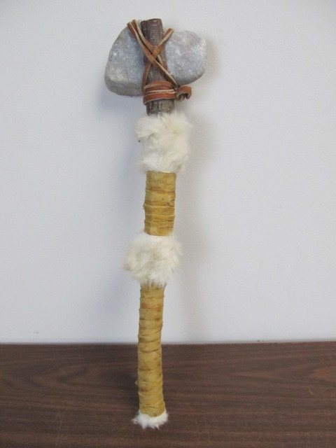 lot 46 image: Real Leather, Stone & Fur Decorative Tomahawk