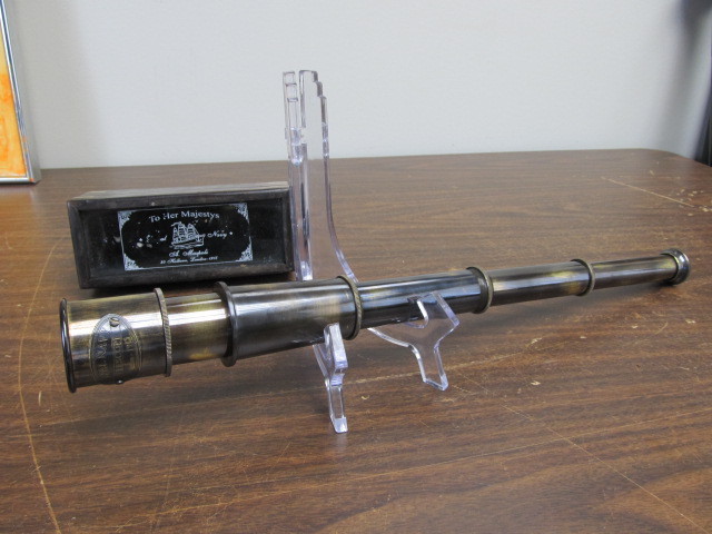 lot 47 image: Brass British Naval Telescope wCase