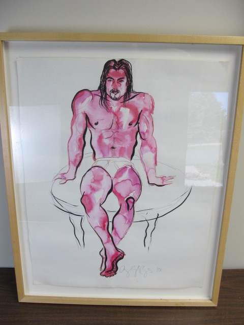 lot 50 image: Signed Watercolor & Ink Framed Artwork