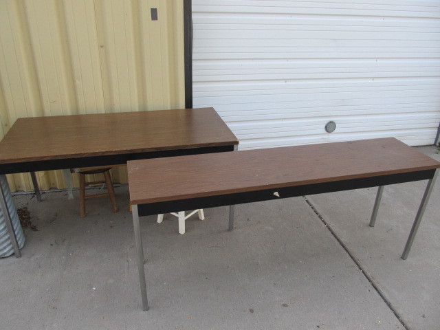 lot 163 image: 2 Heavy Duty Metal Work Tables