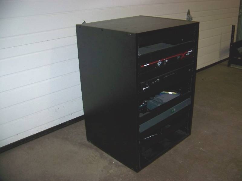 lot 83 image: Wood Encased, Audio  Video Equipment  Component Rack with various Components included