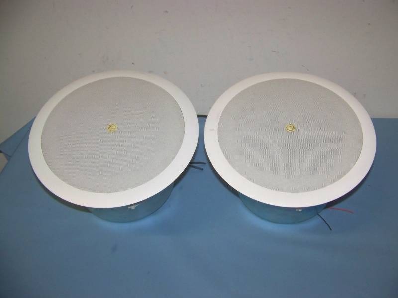 lot 58 image: (2) Atlas Sound, FAP62T, In-Ceiling Speakers with Grilles and Ceiling Tile Brackets
