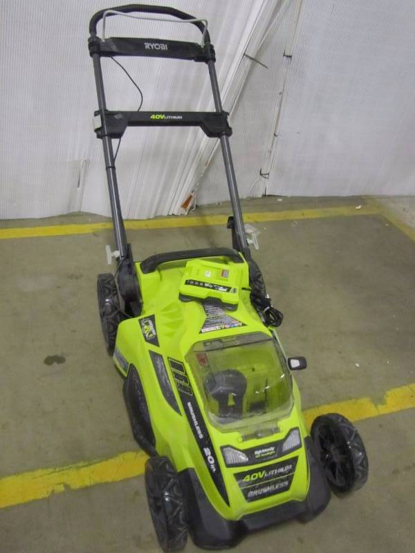 lot 9 image: Ryobi 20 in. 40-Volt Brushless Lithium-Ion Cordless Electric Lawn Mower