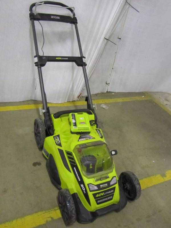 lot 11 image: Ryobi 20 in. 40-Volt Brushless Lithium-Ion Cordless Electric Lawn Mower